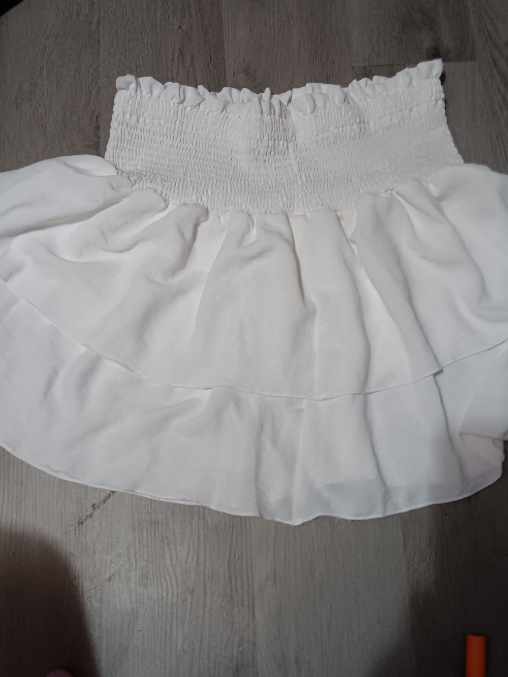 SHEIN White Smocked Ruffle Tiered Mini Skirt